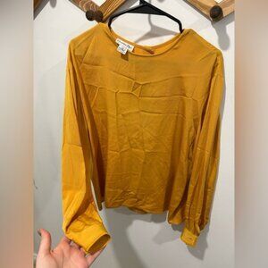 CRISTIAN DIOR MUSTARD YELLOW 100% silk blouse